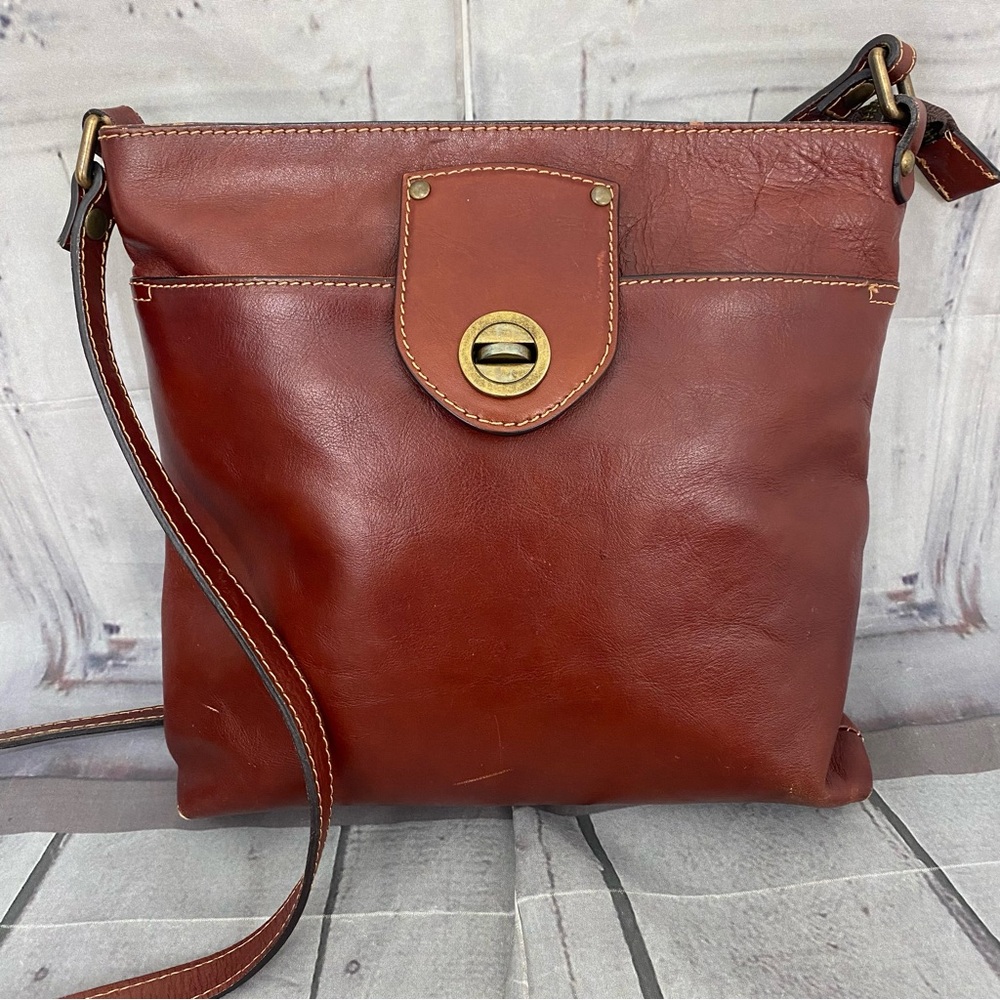 A. Bellucci Crossbody Brown Leather Purse Crossbody Square 11x11" Made In Italy